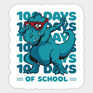 100 Days of school typography featuring a T-rex dino Dabbing #4 Sticker